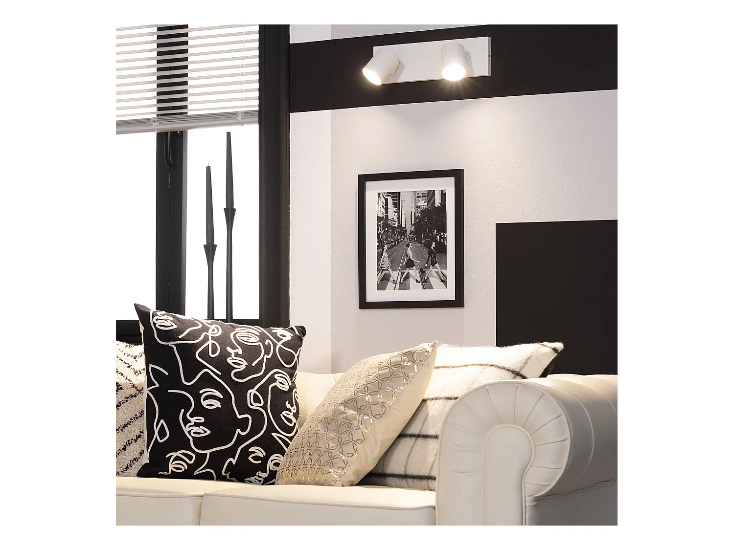 Spot à Douille Double en Saillie Orientable Aluminium Gylu à Ampoule GU10  Blanc