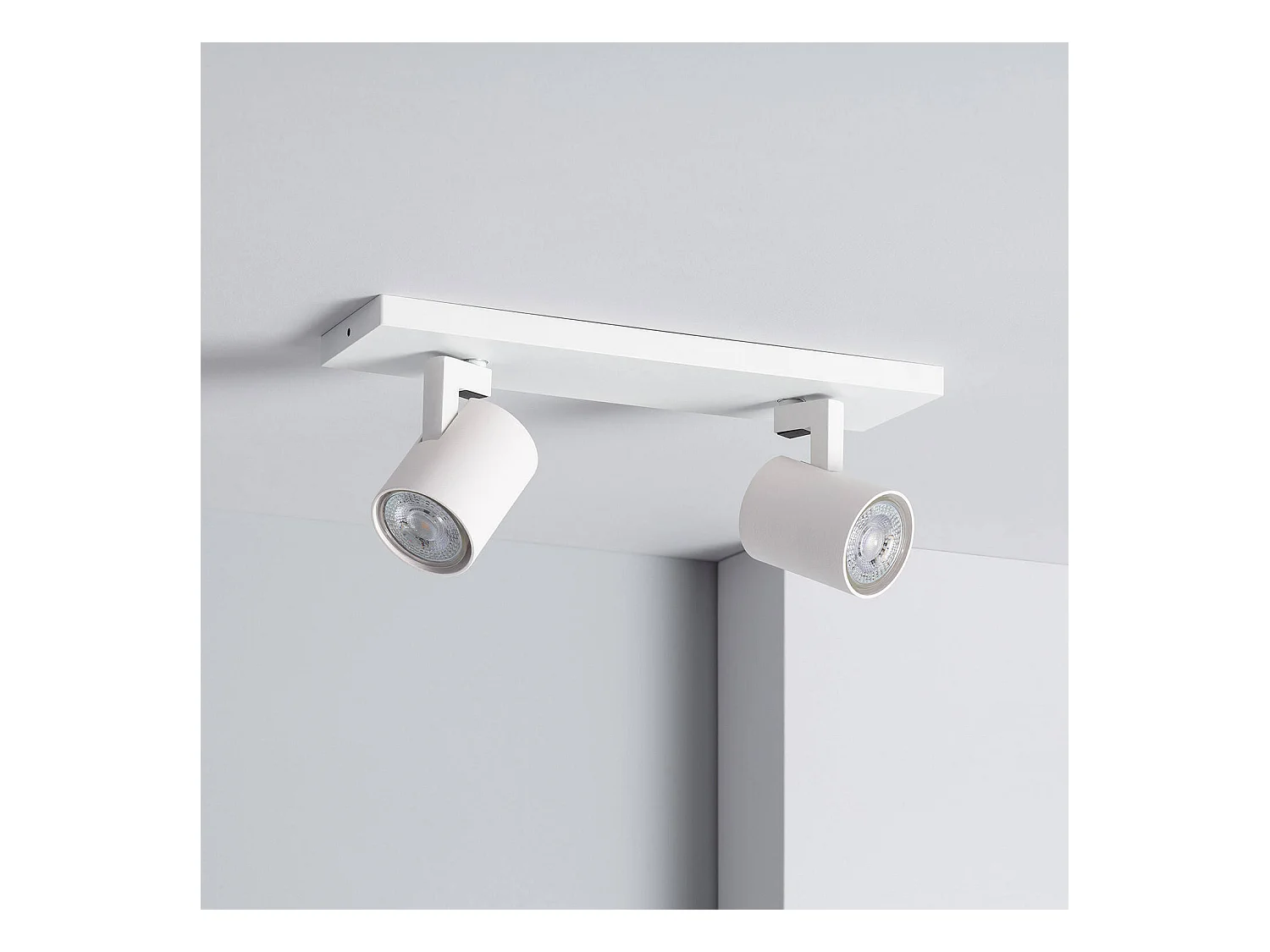 Spot à Douille Double en Saillie Orientable Aluminium Gylu à Ampoule GU10  Blanc