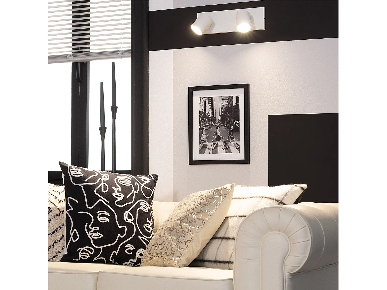 Spot à Douille Double en Saillie Orientable Aluminium Gylu à Ampoule GU10  Blanc