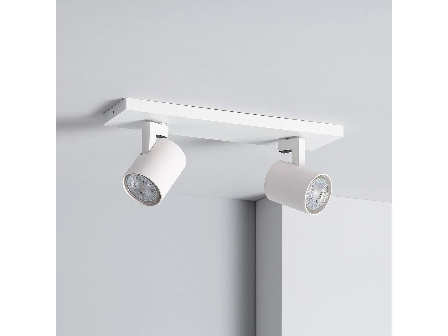 Spot à Douille Double en Saillie Orientable Aluminium Gylu à Ampoule GU10  Blanc