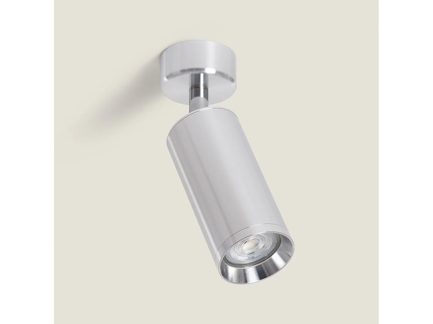 Foco Portalámparas Aluminio para Bombillas GU10 Cuarzo Plateado