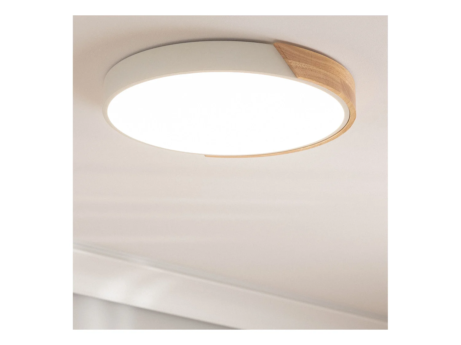Plafoniera LED 24W Circolare Legno CCT Selezionabile Ø418 mm Semi-Dari Nero