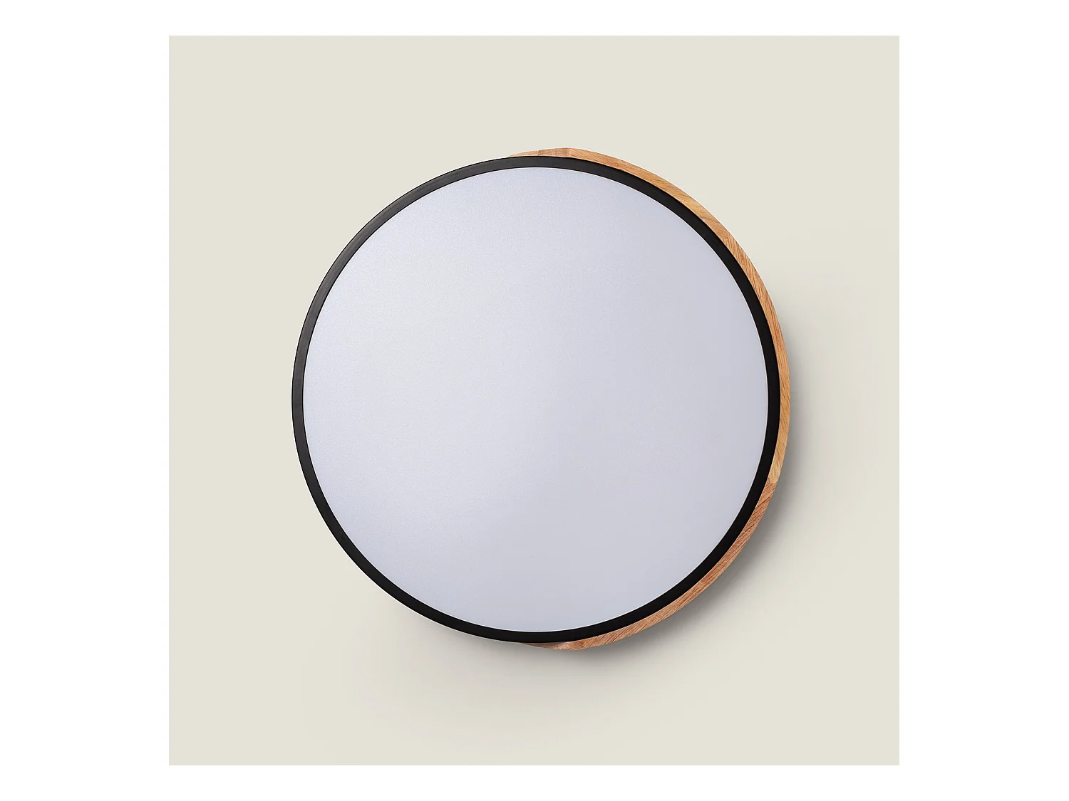 Plafoniera LED 24W Circolare Legno CCT Selezionabile Ø418 mm Semi-Dari Nero