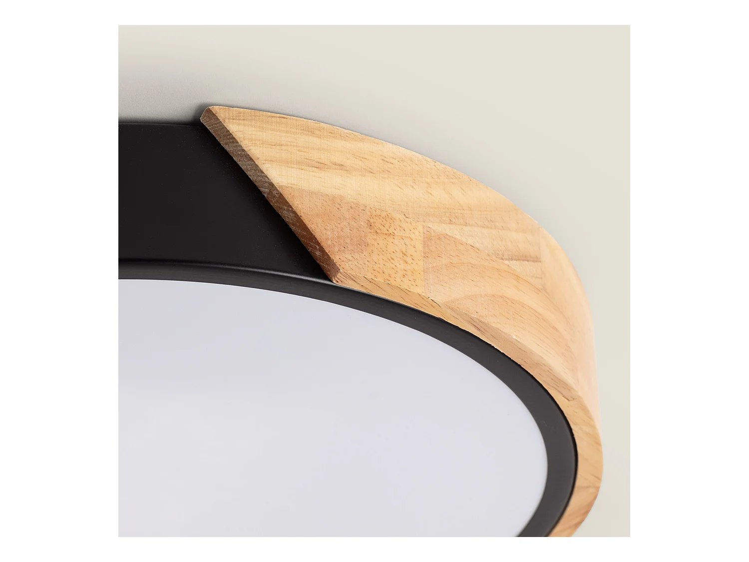 Plafoniera LED 24W Circolare Legno CCT Selezionabile Ø418 mm Semi-Dari Nero