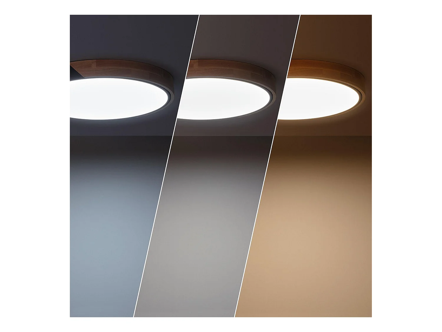 Plafoniera LED 24W Circolare Legno CCT Selezionabile Ø418 mm Semi-Dari Nero