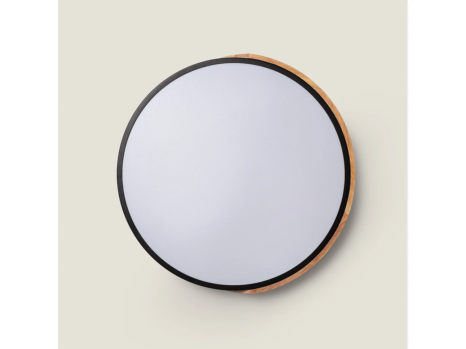 Plafonnier LED Rond Bois 24W CCT Sélectionnable Semi-Dari Ø418 mm Noir