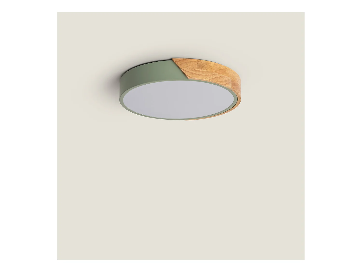 Plafonnier LED Rond Bois 18W CCT Sélectionnable Semi-Dari Ø320 mm Vert