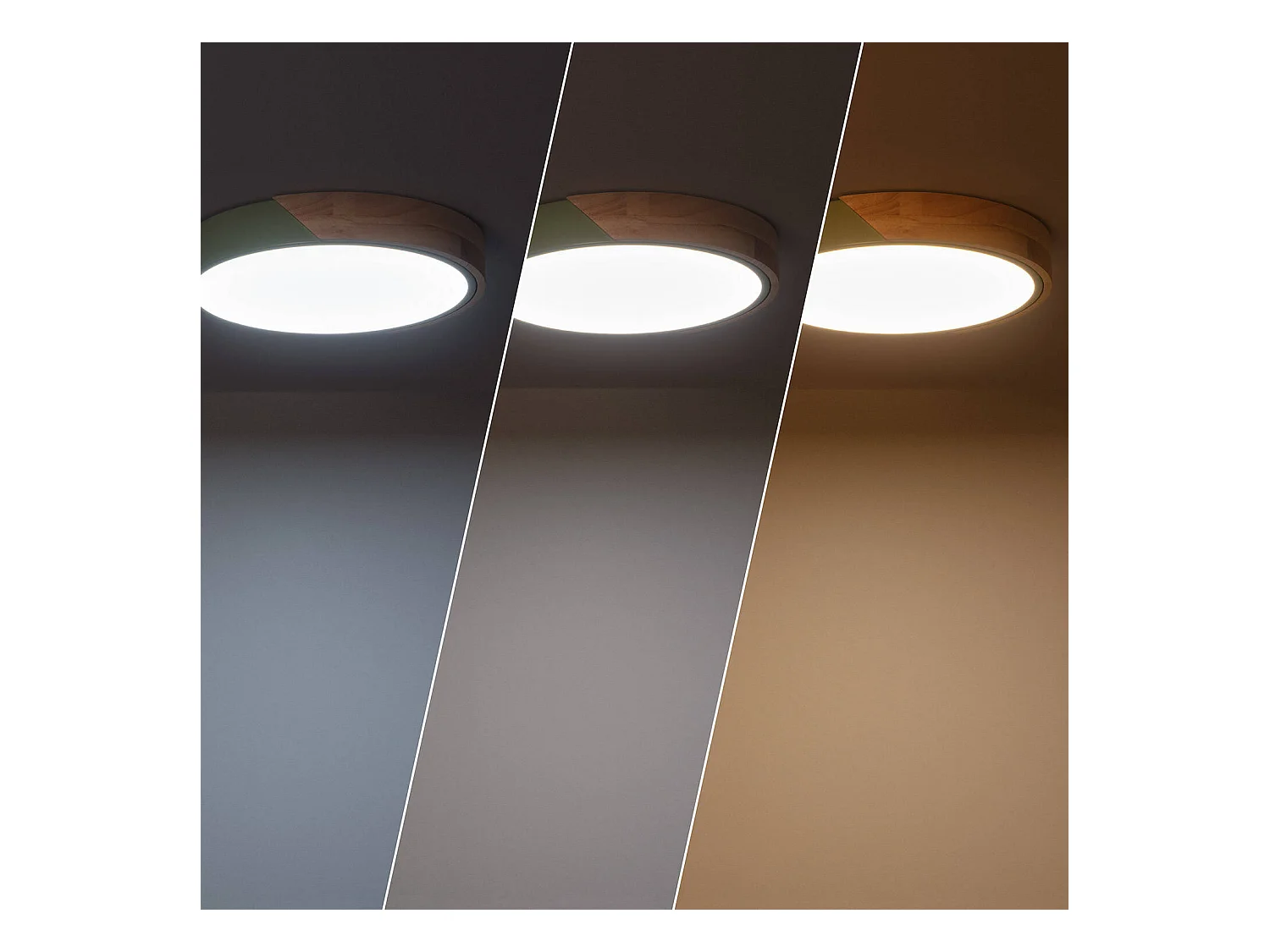 Plafonnier LED Rond Bois 18W CCT Sélectionnable Semi-Dari Ø320 mm Vert