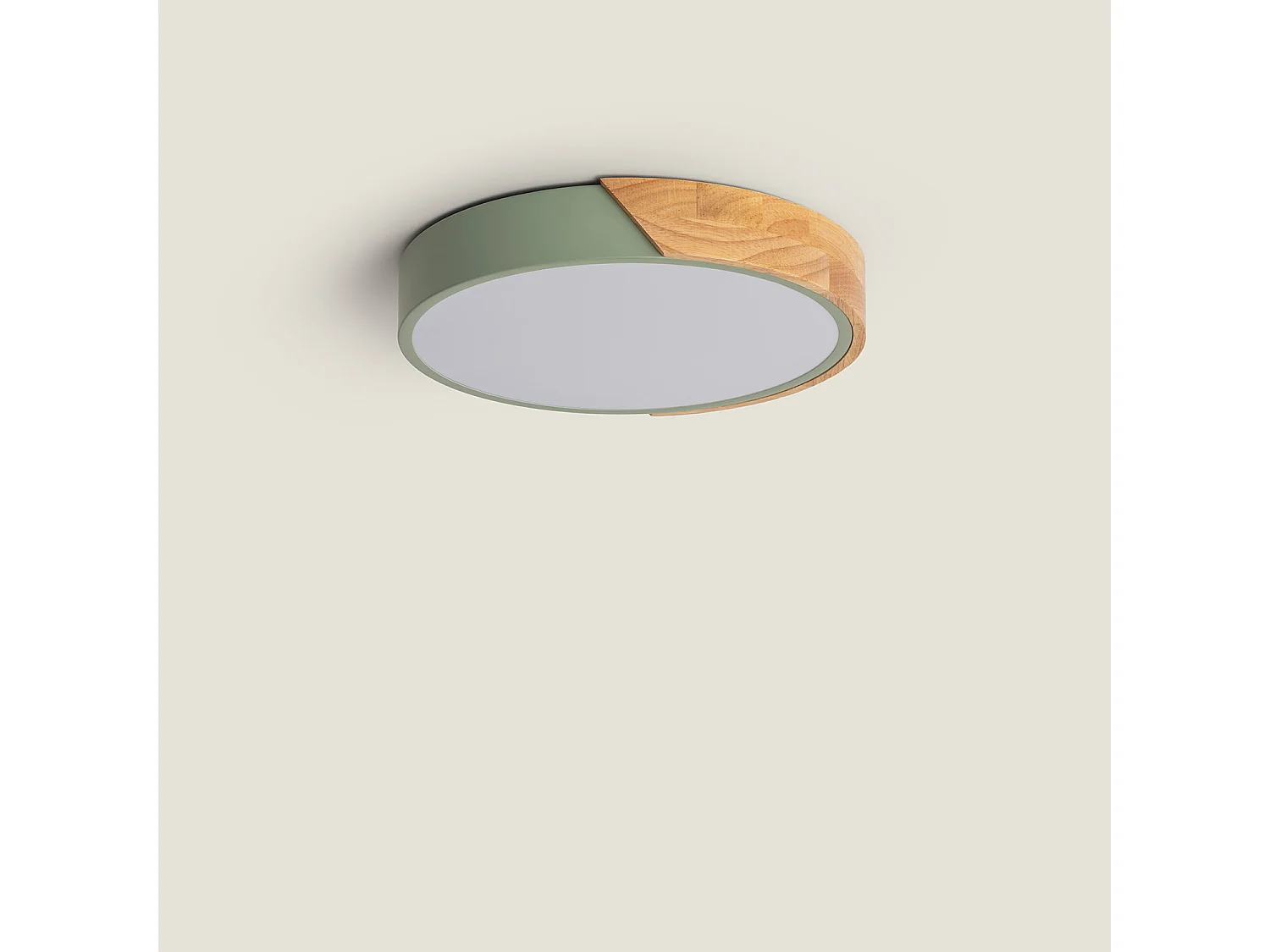 Plafón LED 18W Circular Madera Ø320 mm CCT Seleccionable Semi-Dari Verde