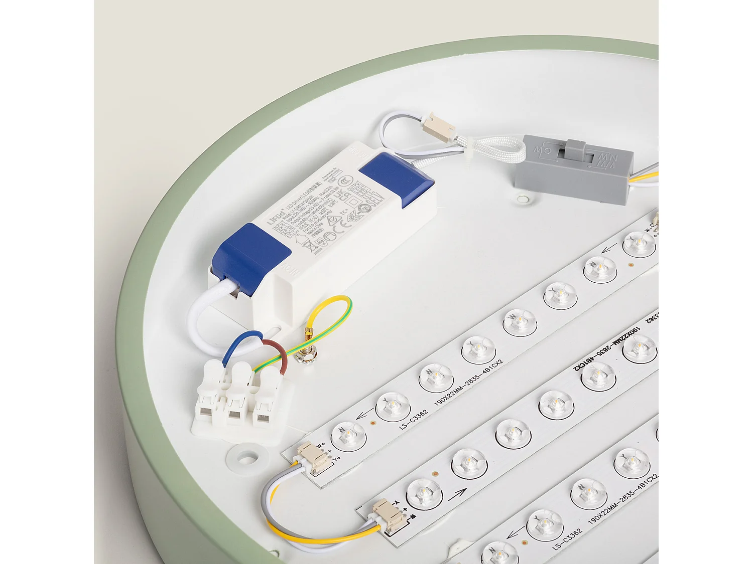 Plafón LED 18W Circular Madera Ø320 mm CCT Seleccionable Semi-Dari Verde