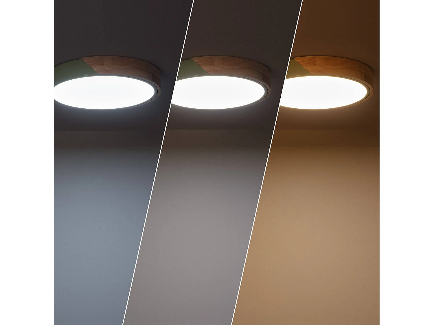 Plafón LED 18W Circular Madera Ø320 mm CCT Seleccionable Semi-Dari Verde