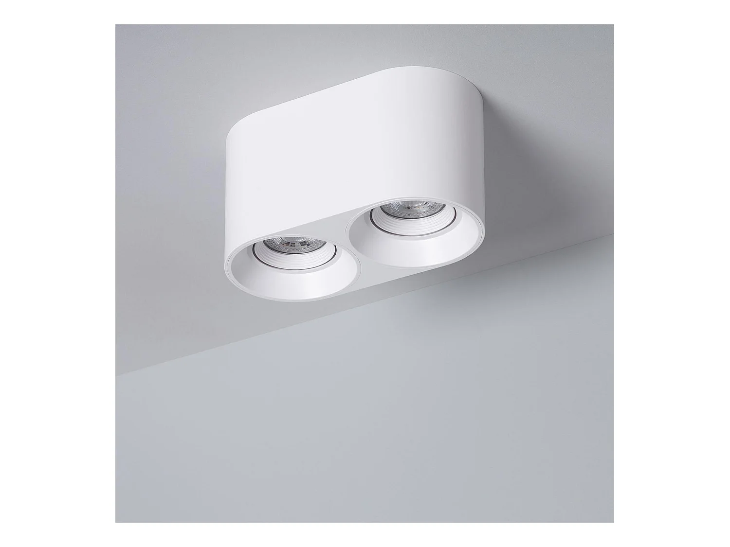 Plafonnier Space Double Blanc avec Ampoule GU10  6000K Blanc froid