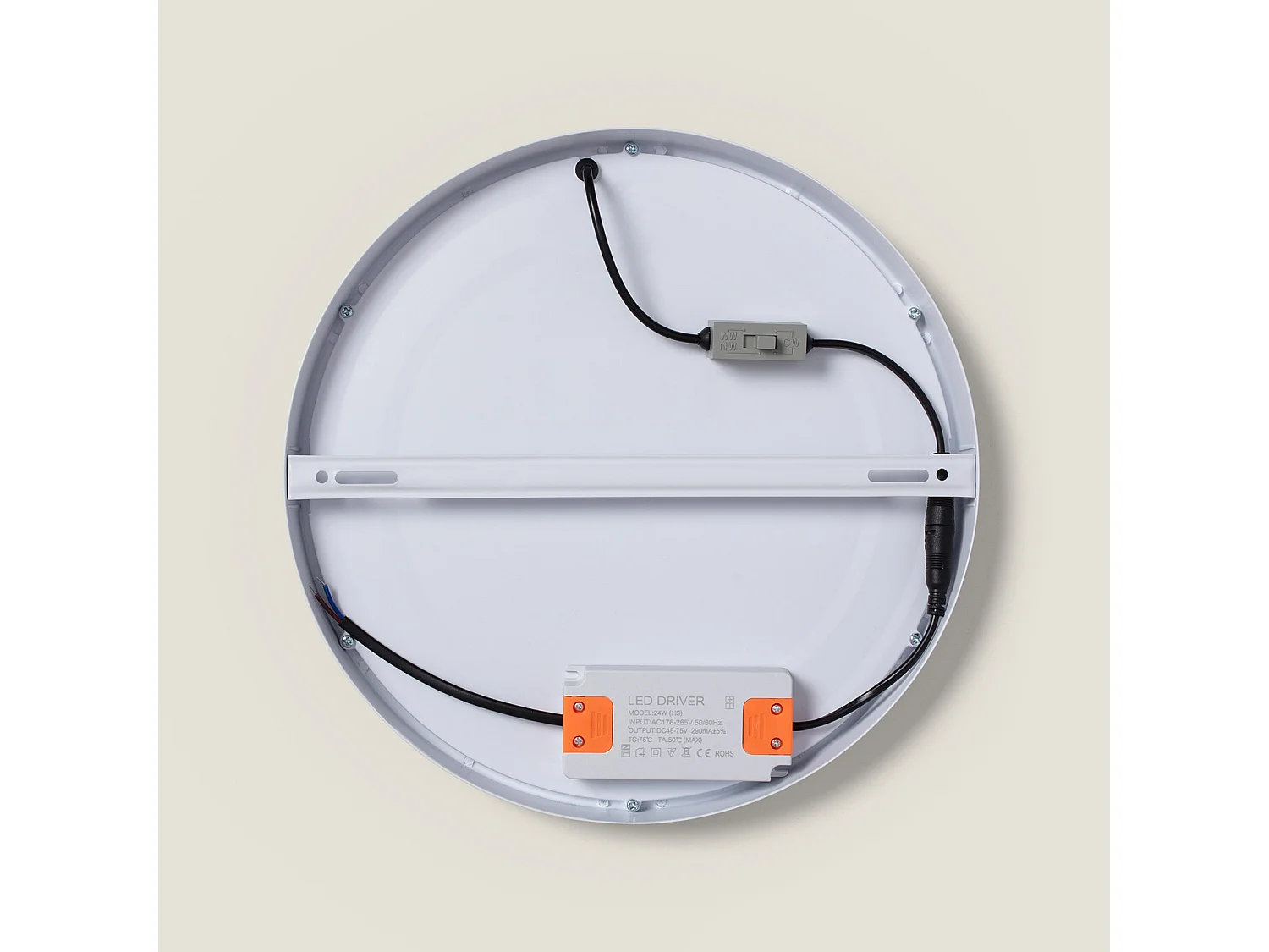 Plafonnier LED 24W Rond Aluminium Ø280 mm Slim CCT Sélectionnable Galán SwitchDimm Blanc