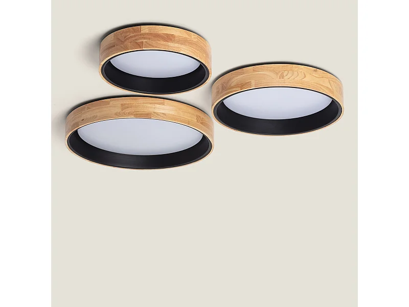 Plafoniera LED 30W Circolare Legno Ø570 mm CCT Selezionabile Dari Bianco