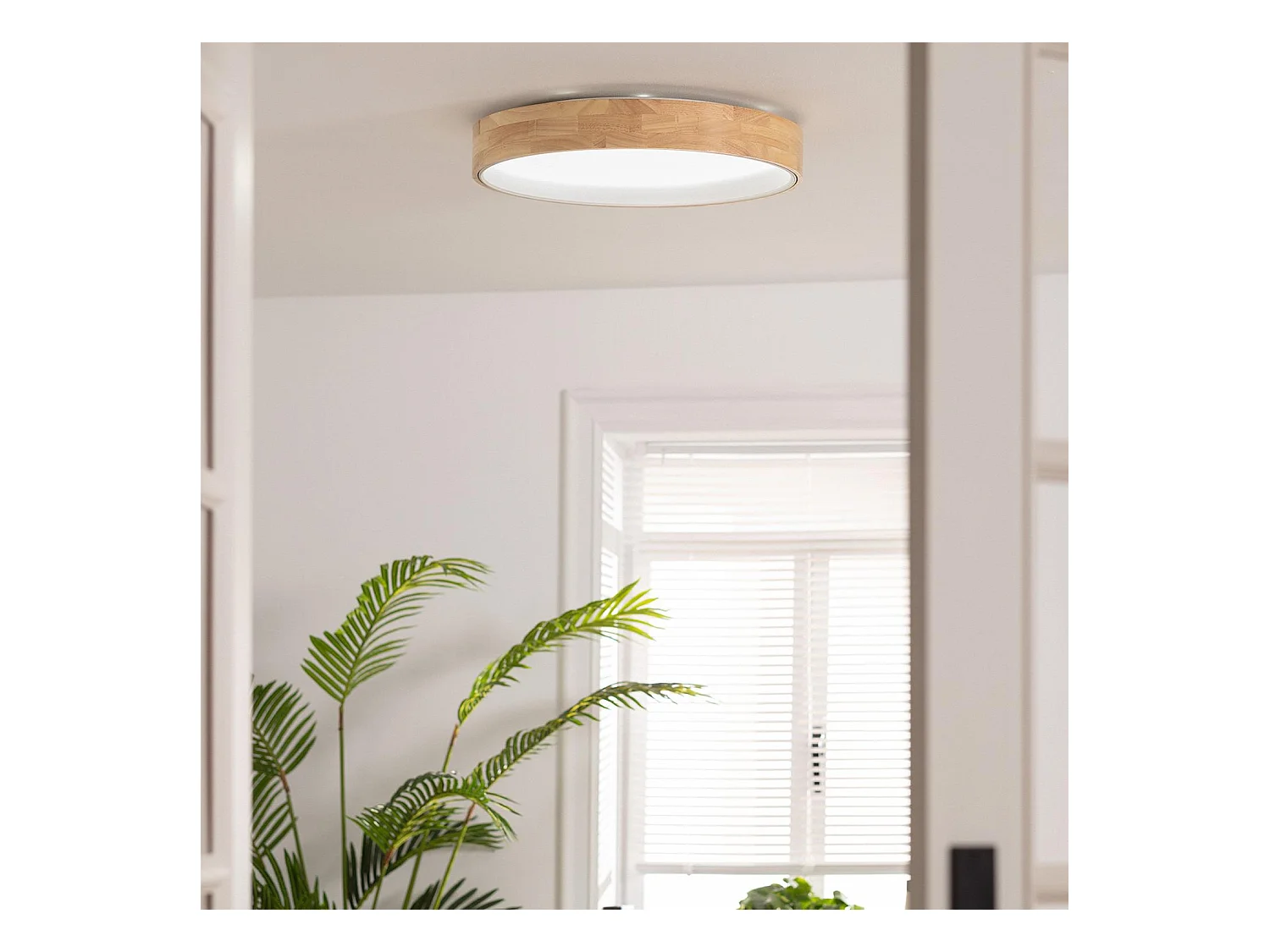 Plafoniera LED 30W Circolare Legno Ø570 mm CCT Selezionabile Dari Bianco