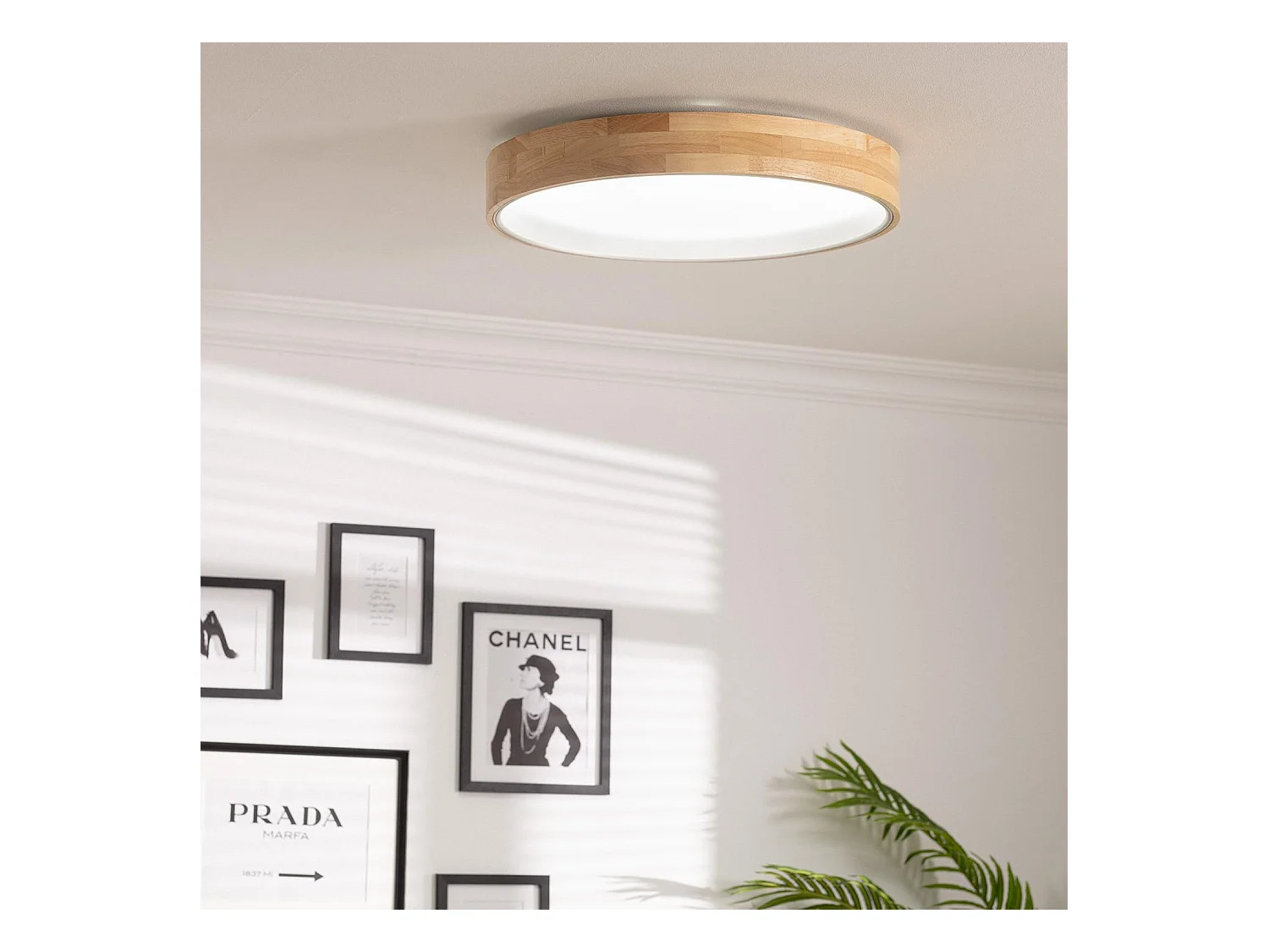 Plafoniera LED 30W Circolare Legno Ø570 mm CCT Selezionabile Dari Bianco
