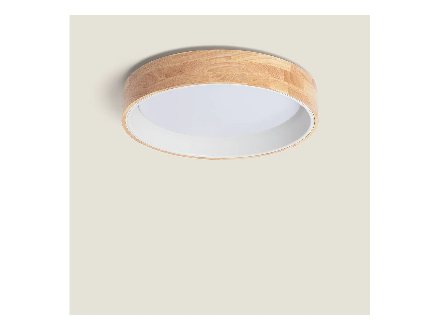 Plafoniera LED 30W Circolare Legno Ø570 mm CCT Selezionabile Dari Bianco