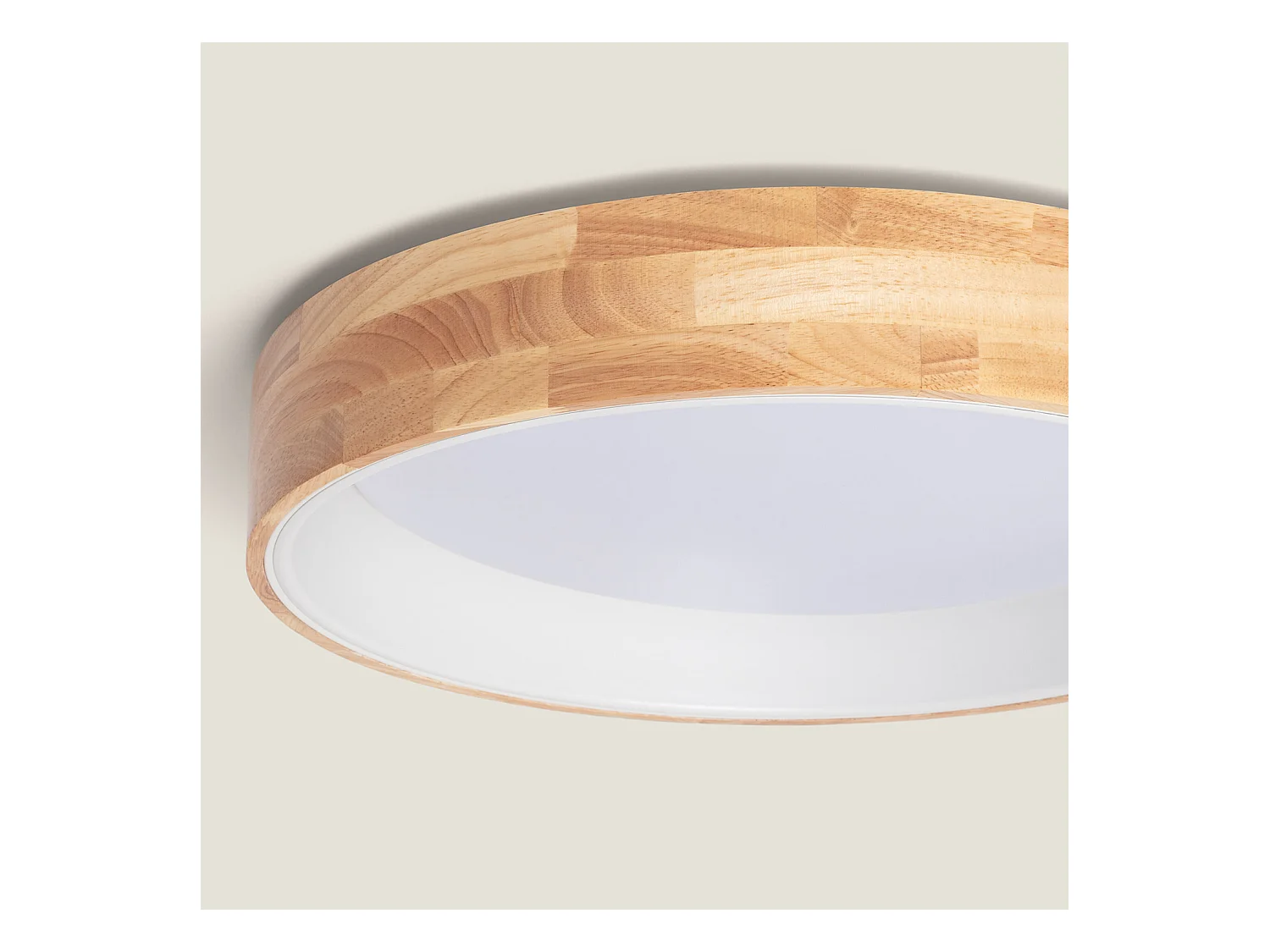 Plafoniera LED 30W Circolare Legno Ø570 mm CCT Selezionabile Dari Bianco