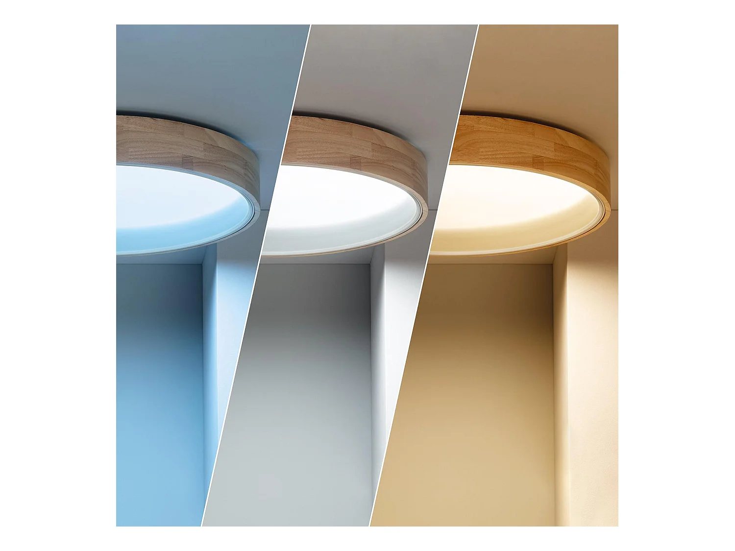 Plafoniera LED 30W Circolare Legno Ø570 mm CCT Selezionabile Dari Bianco