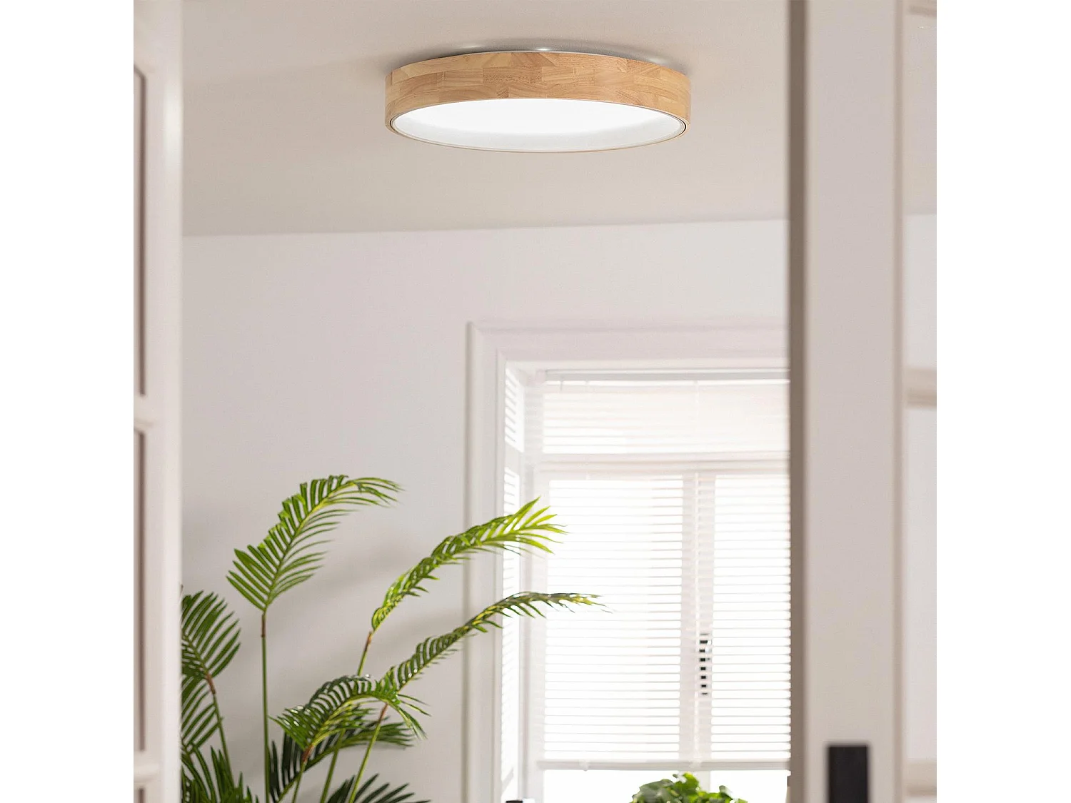Plafonnier LED Rond Bois 30W CCT Sélectionnable Dari Ø570 mm Blanc