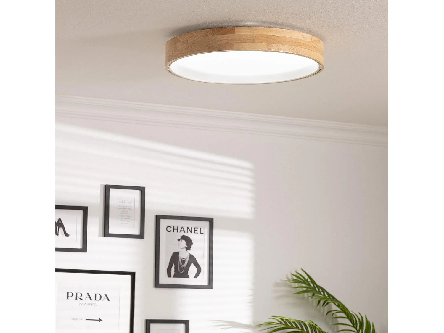 Plafonnier LED Rond Bois 30W CCT Sélectionnable Dari Ø570 mm Blanc