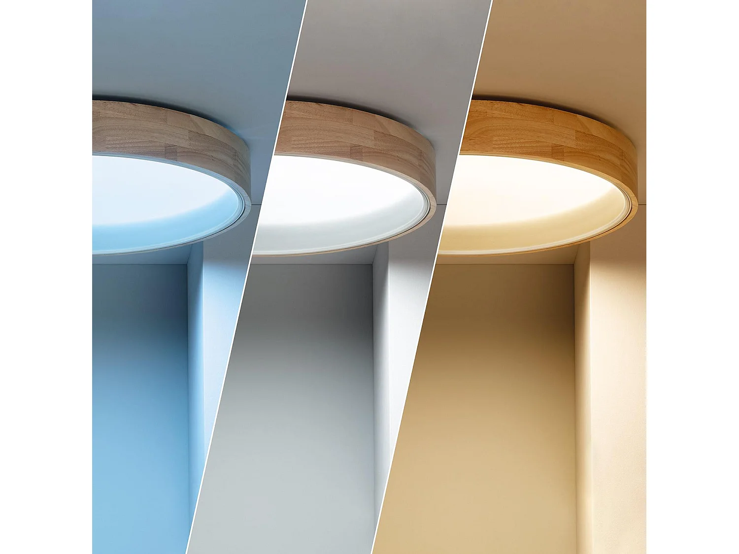 Plafonnier LED Rond Bois 30W CCT Sélectionnable Dari Ø570 mm Blanc