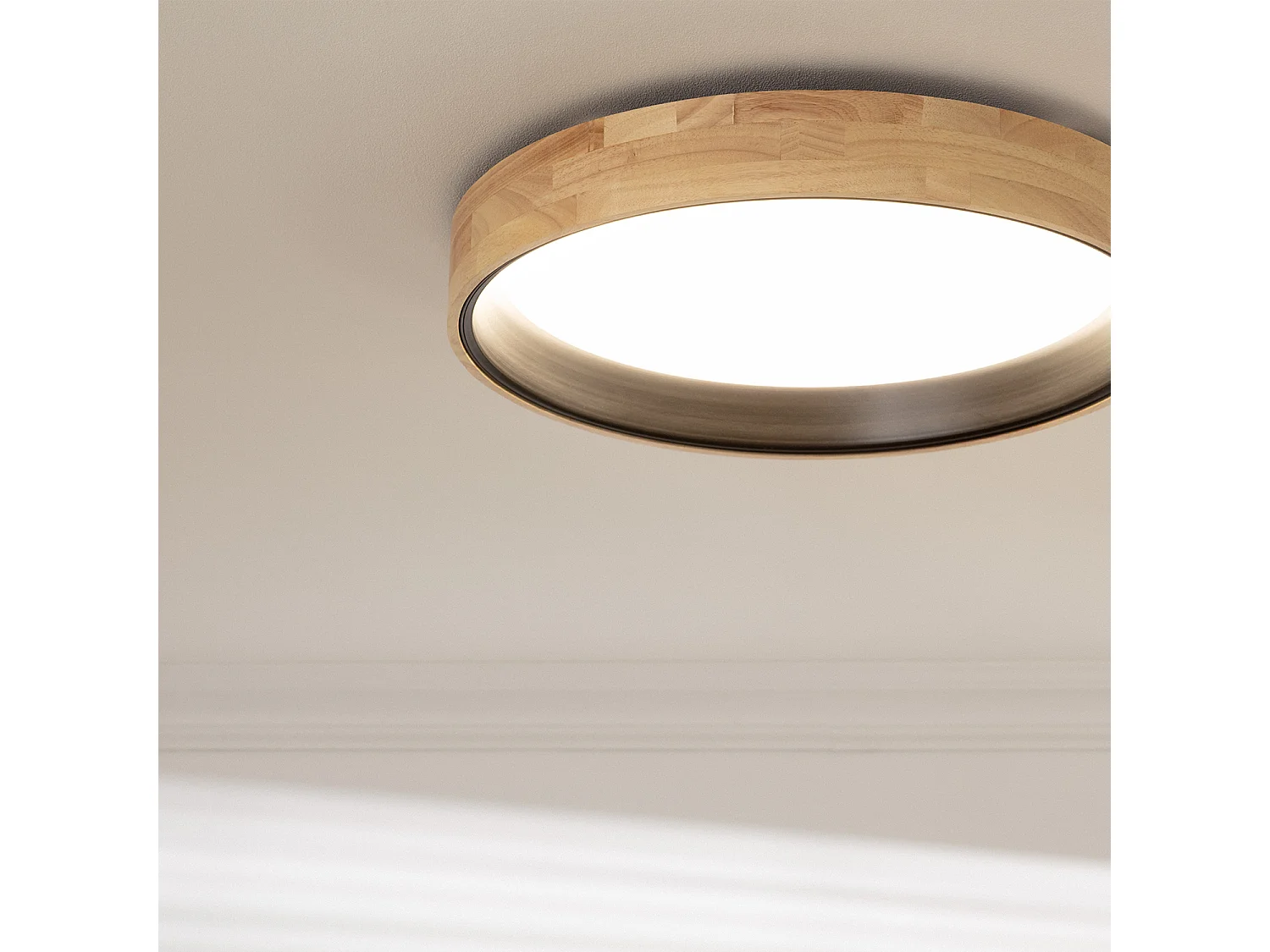 Plafón LED 30W Circular Madera Ø570 mm CCT Seleccionable Dari Blanco