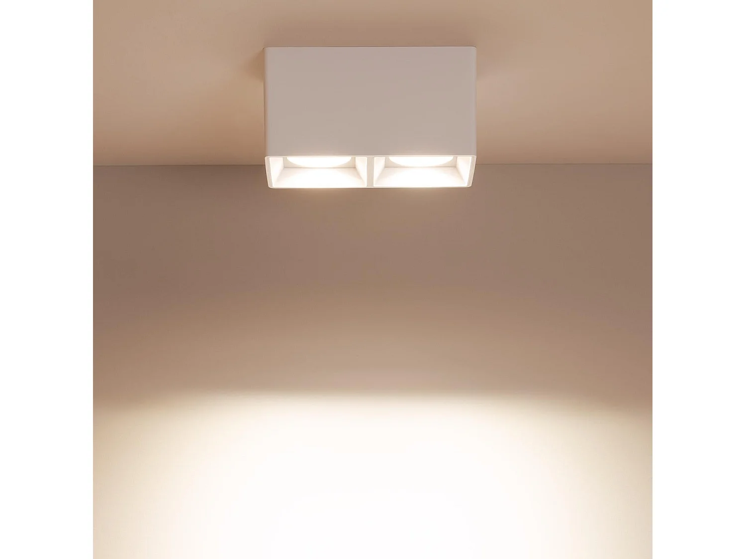 Applique da Soffitto Quadrata Doppia Bianca con Lampadina GU10 Space 2700K Bianco Caldo