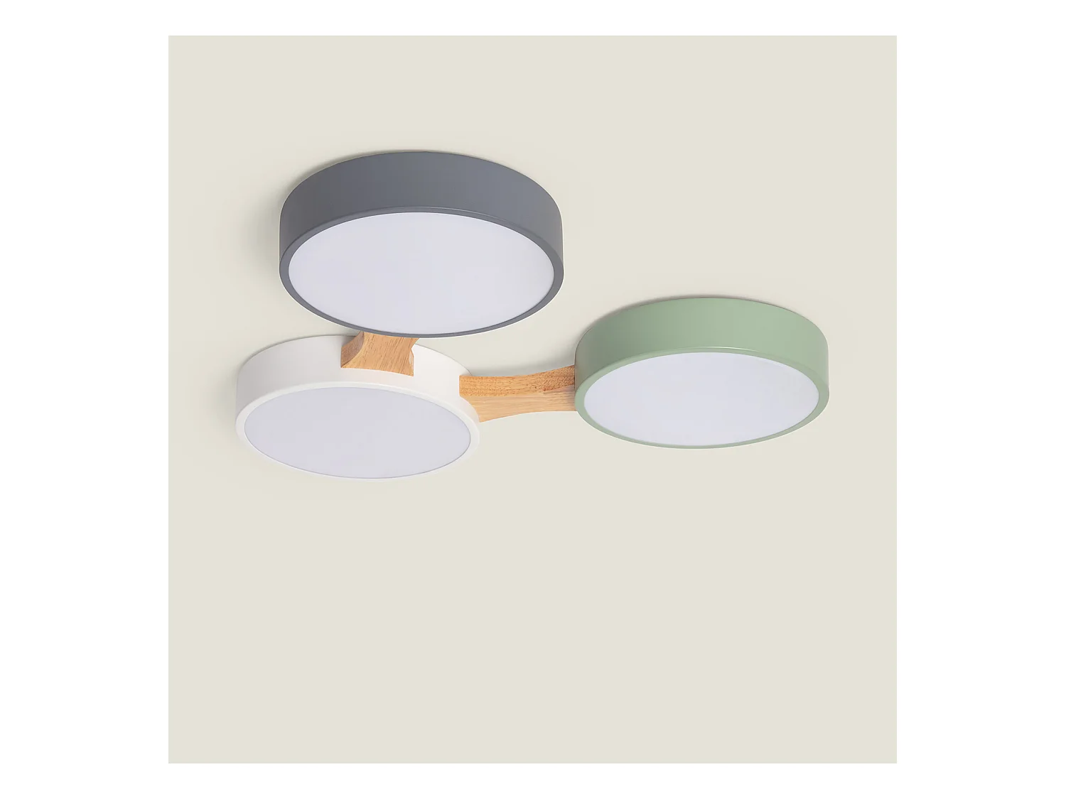 Plafoniera LED 30W Metallo e Legno CCT Selezionabile Sams Multicolore