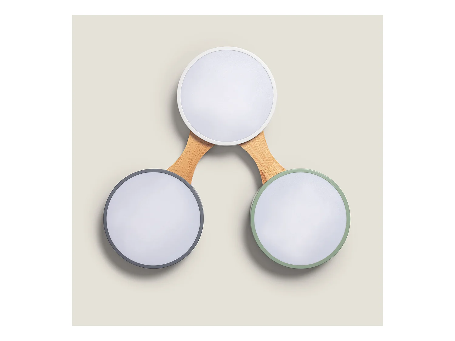 Plafoniera LED 30W Metallo e Legno CCT Selezionabile Sams Multicolore