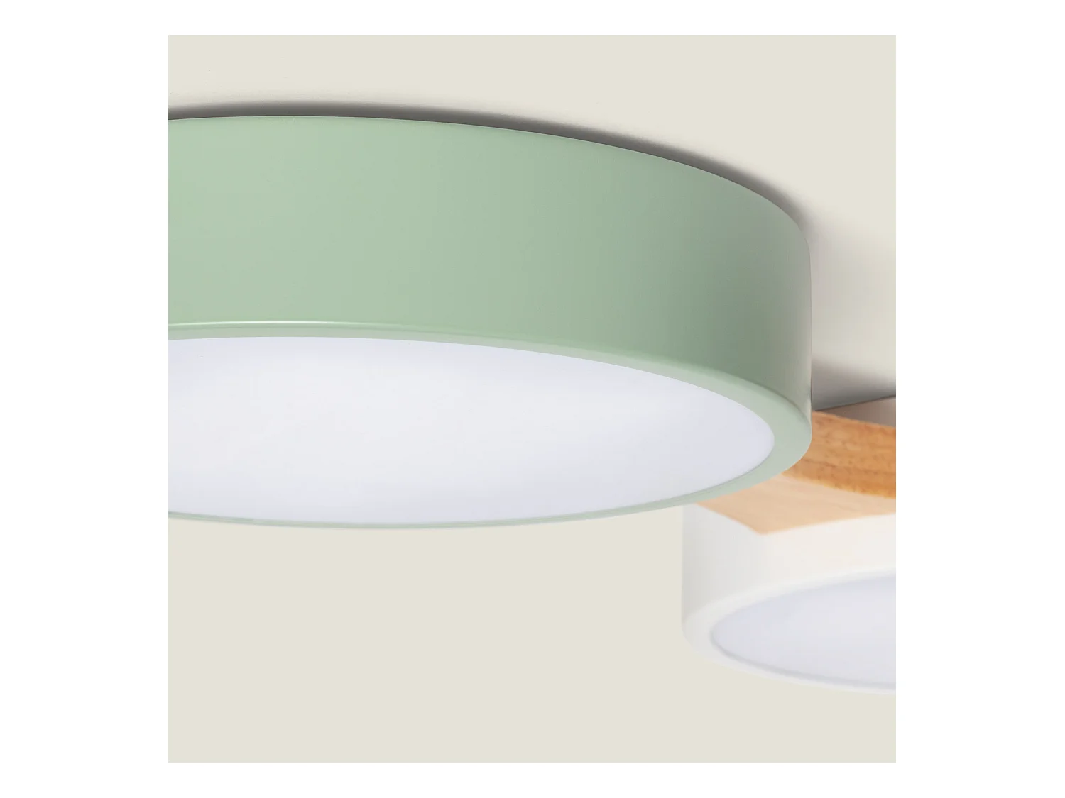 Plafoniera LED 30W Metallo e Legno CCT Selezionabile Sams Multicolore