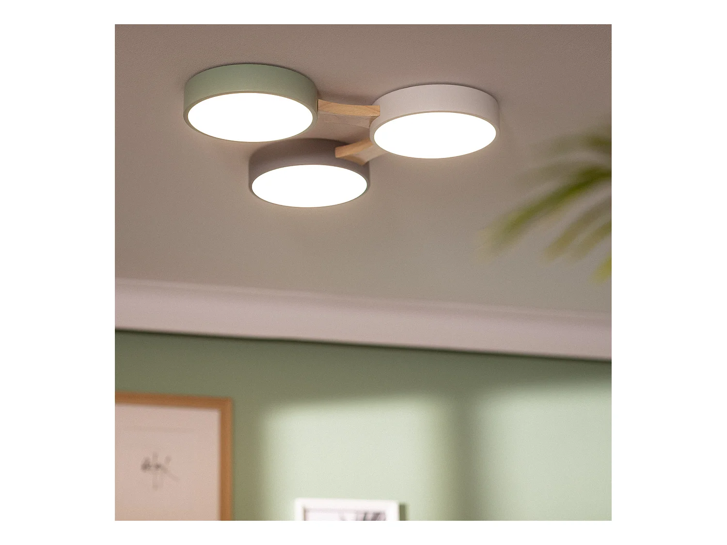 Plafoniera LED 30W Metallo e Legno CCT Selezionabile Sams Multicolore