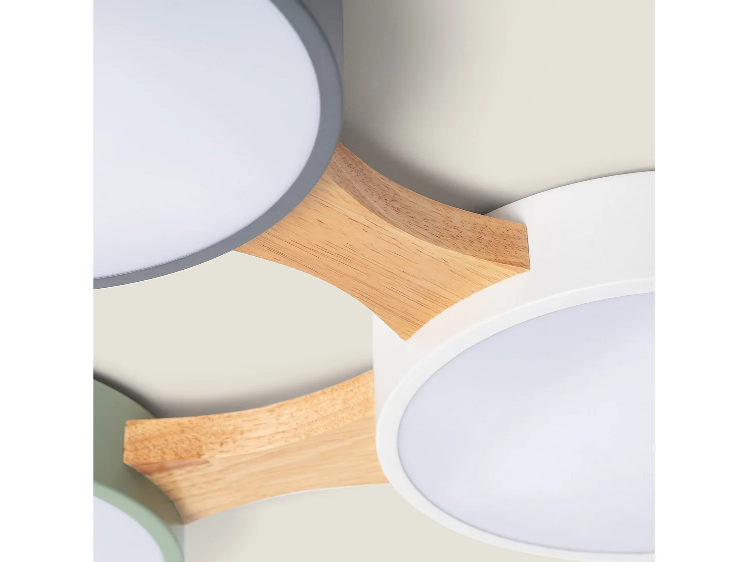 Plafonnier LED Bois et Métal CCT Sélectionnable Sams 30W Multicolore