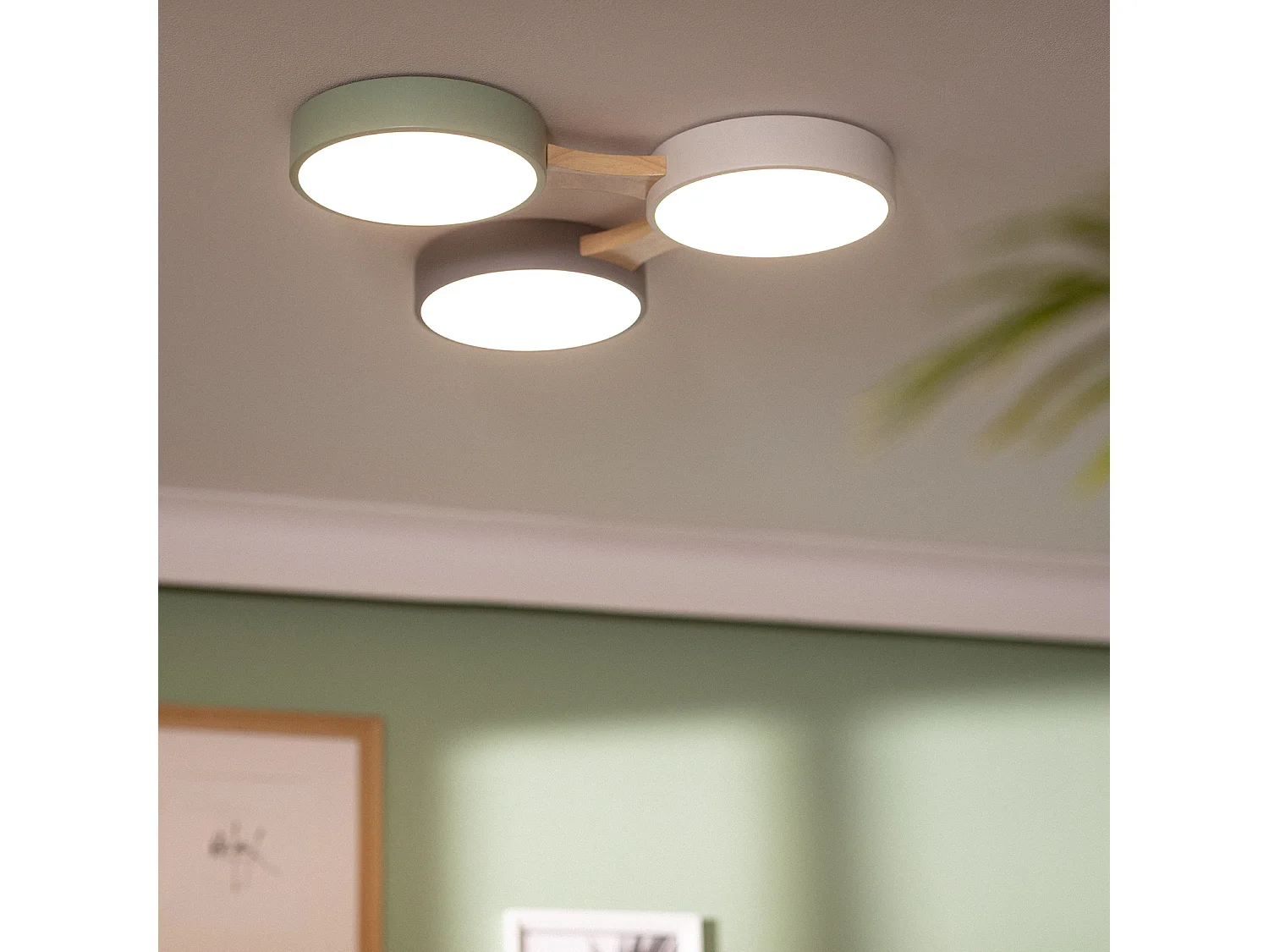 Plafonnier LED Bois et Métal CCT Sélectionnable Sams 30W Multicolore