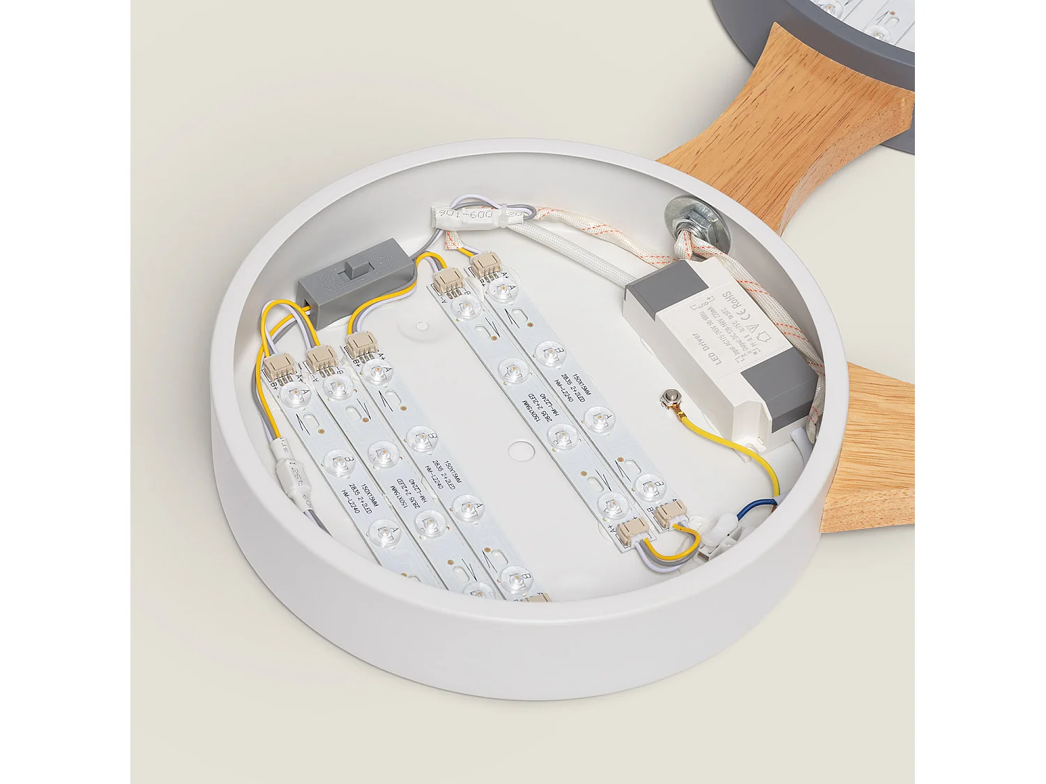 Plafonnier LED Bois et Métal CCT Sélectionnable Sams 30W Multicolore