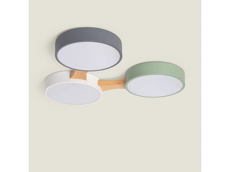 Plafonnier LED Bois et Métal CCT Sélectionnable Sams 30W Multicolore