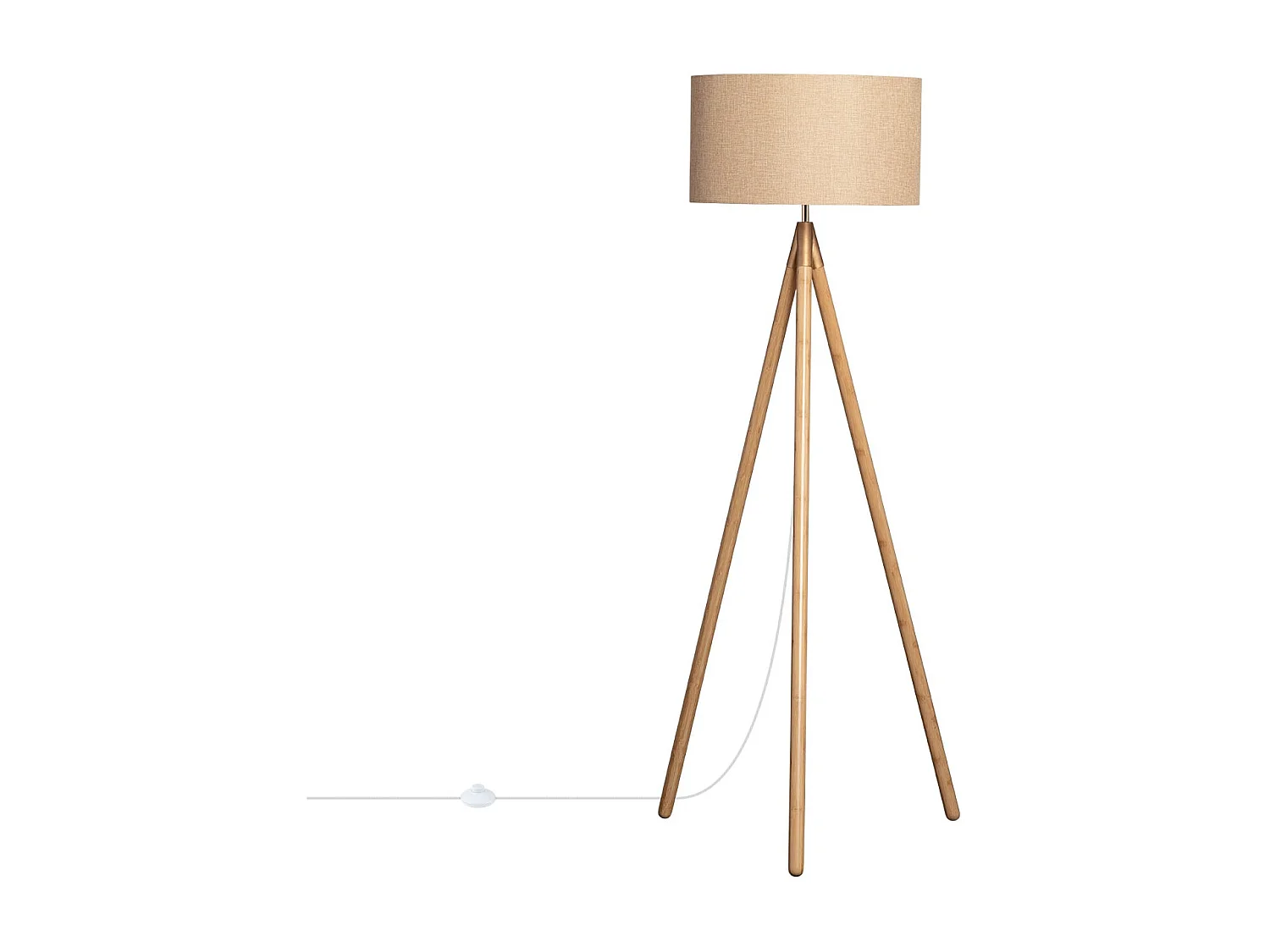 Lámpara de Pie de Madera y Tela Wolby Beige