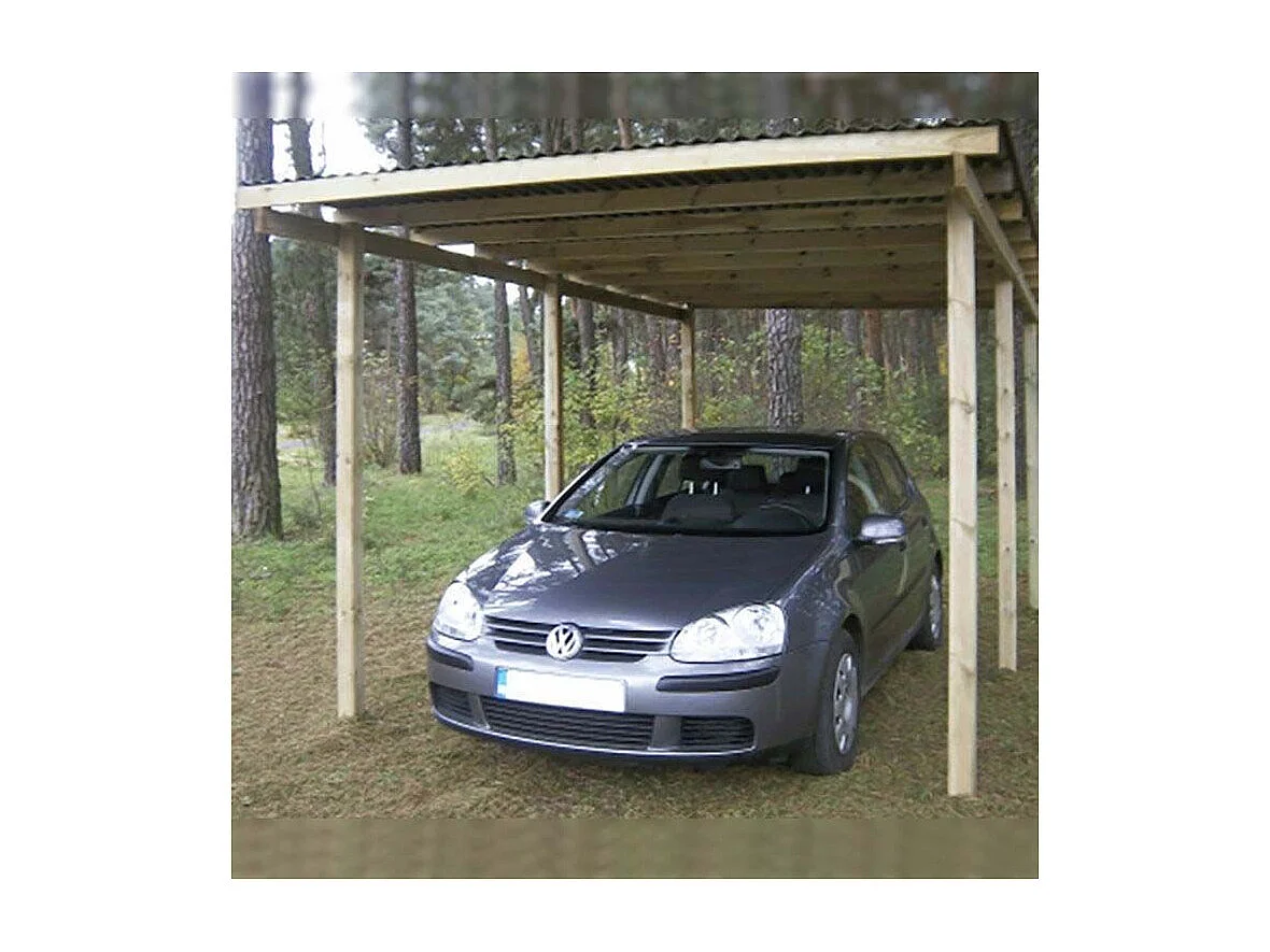Carport en bois et panneaux ondulés 3x5 m Budget