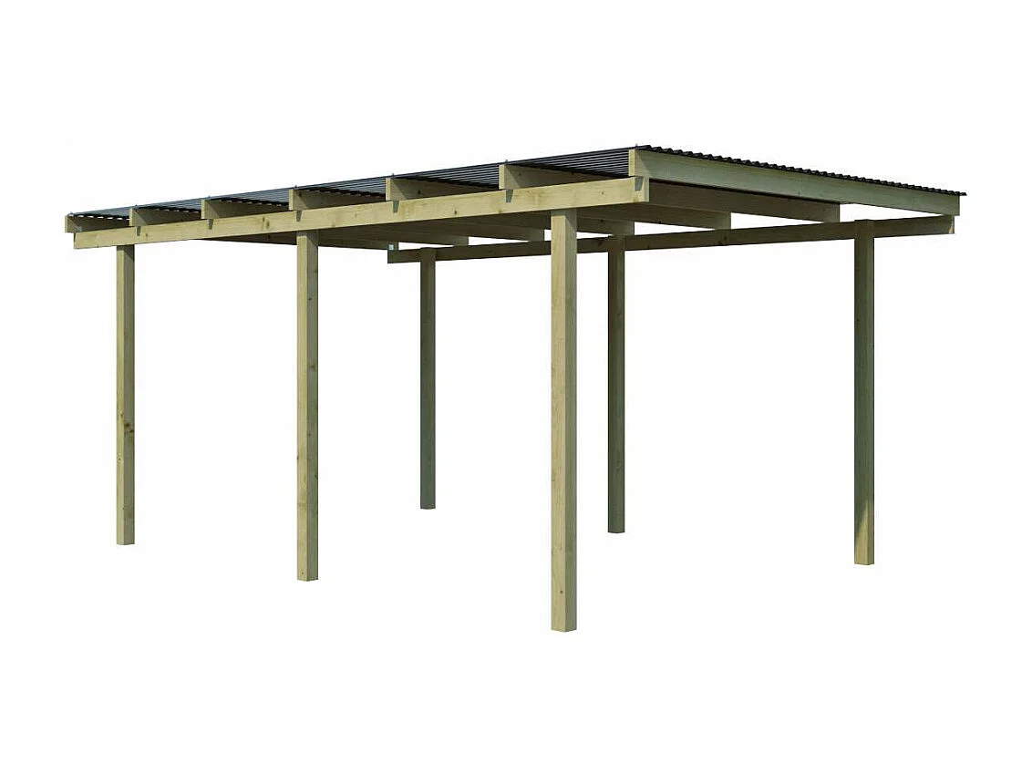 Carport en bois et panneaux ondulés 3x5 m Budget