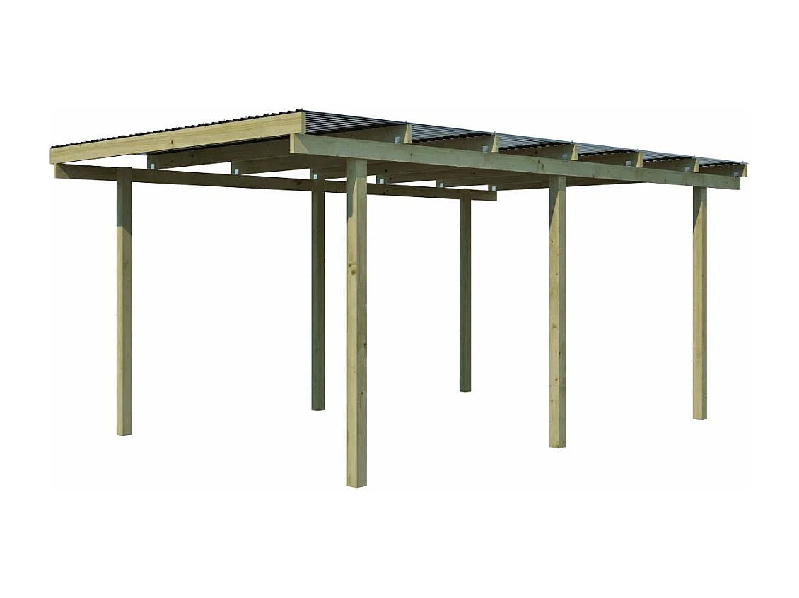 Carport en bois et panneaux ondulés 3x5 m Budget