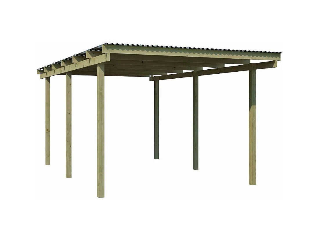 Carport en bois et panneaux ondulés 3x5 m Budget