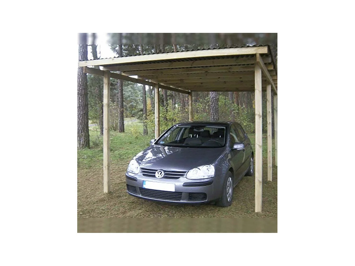 Carport en bois et panneaux ondulés 3x5 m Budget