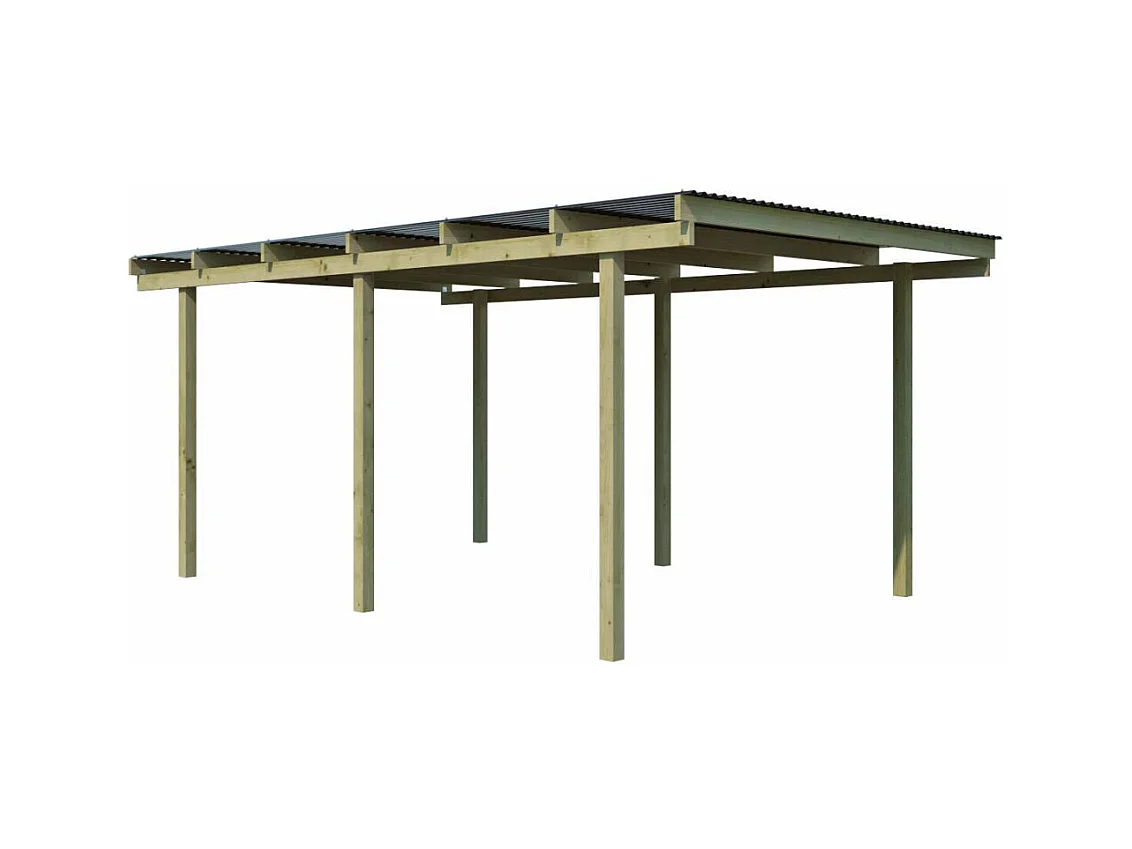 Carport en bois et panneaux ondulés 3x5 m Budget