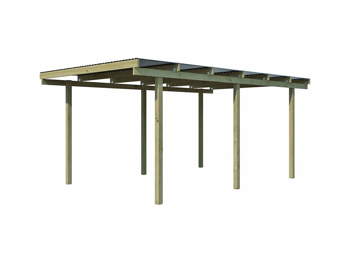 Carport en bois et panneaux ondulés 3x5 m Budget