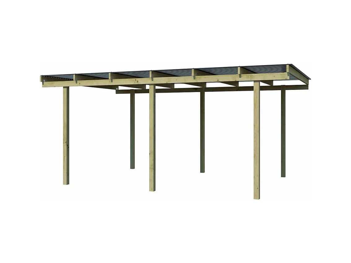 Carport en bois et panneaux ondulés 3x5 m Budget