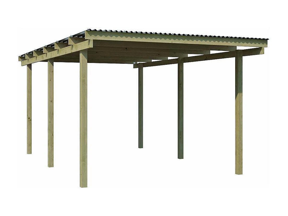 Carport en bois et panneaux ondulés 3x5 m Budget