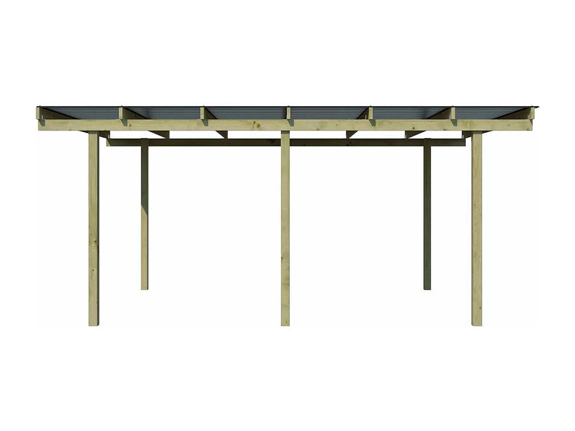 Carport en bois et panneaux ondulés 3x5 m Budget