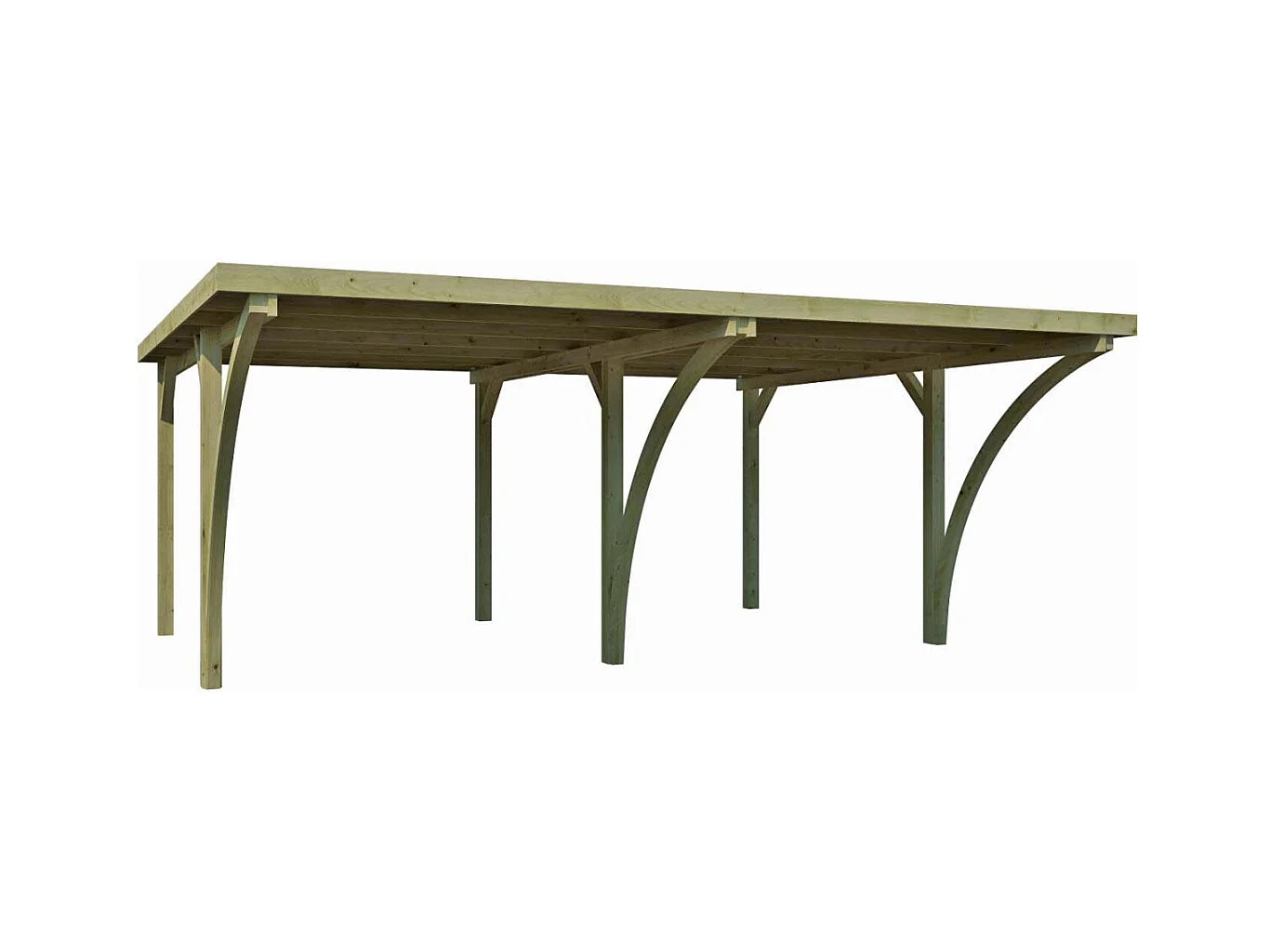 Carport double en bois et panneaux ondulés Capri 6 x 5 m