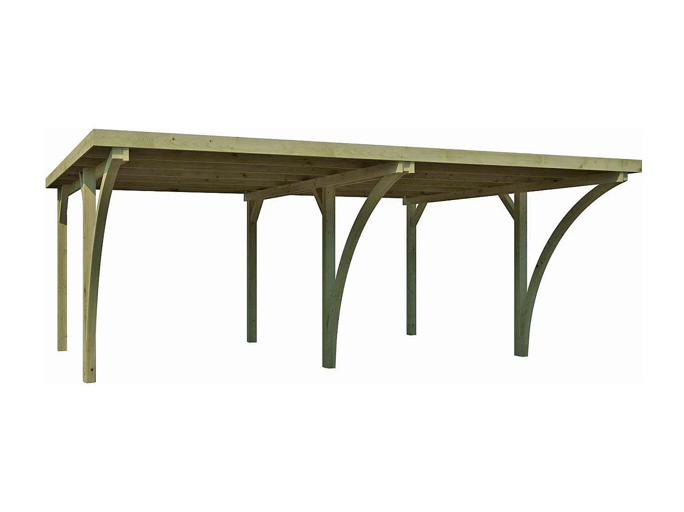 Carport double en bois et panneaux ondulés Capri 6 x 5 m