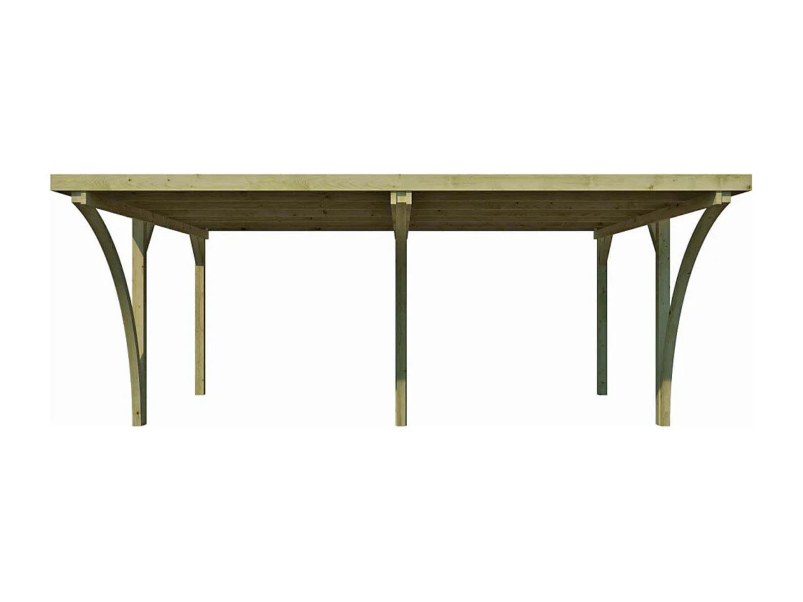 Carport double en bois et panneaux ondulés Capri 6 x 5 m